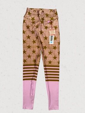 Star & Stripe Leggings - Pink and Brown by